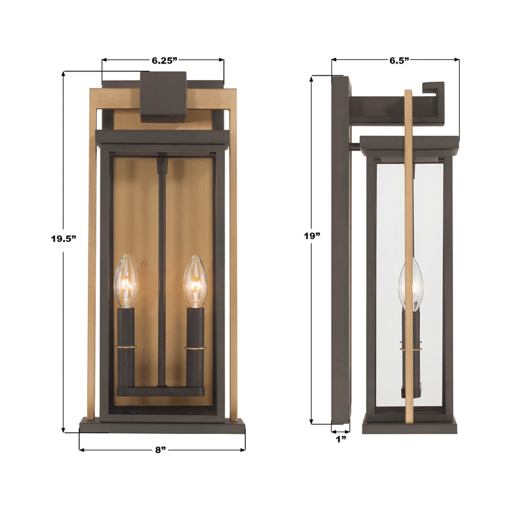 Lendel Outdoor Wall Light - line drawing.