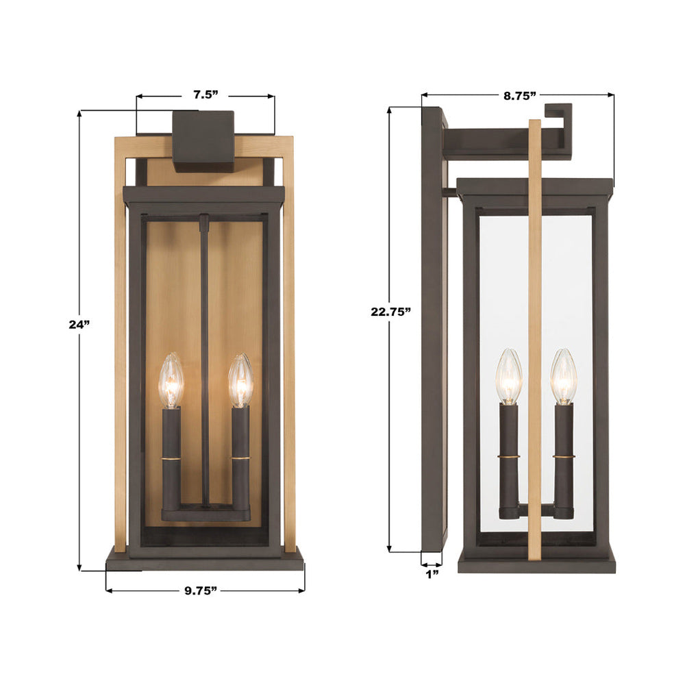 Lendel Outdoor Wall Light - line drawing.