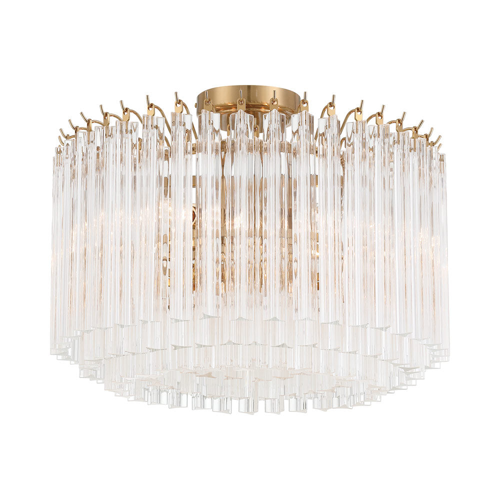 Lofton Semi Flush Mount Ceiling Light in Aged Brass.