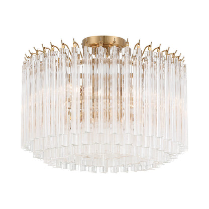 Lofton Semi Flush Mount Ceiling Light in Aged Brass.