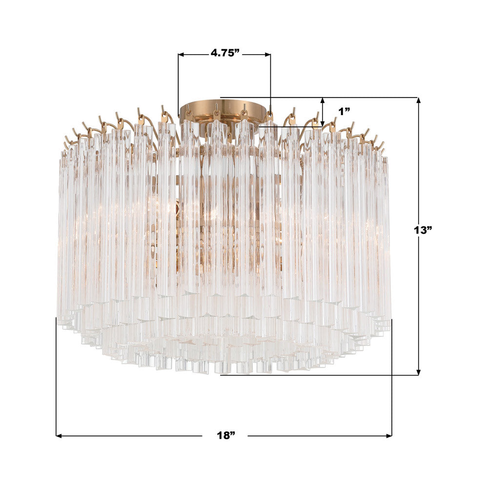 Lofton Semi Flush Mount Ceiling Light - line drawing.
