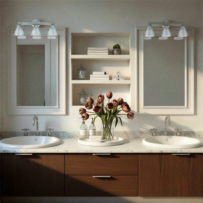 Lotus Cone Bath Vanity Light in bathroom.