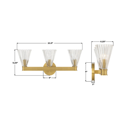 Lotus Cone Bath Vanity Light - line drawing.