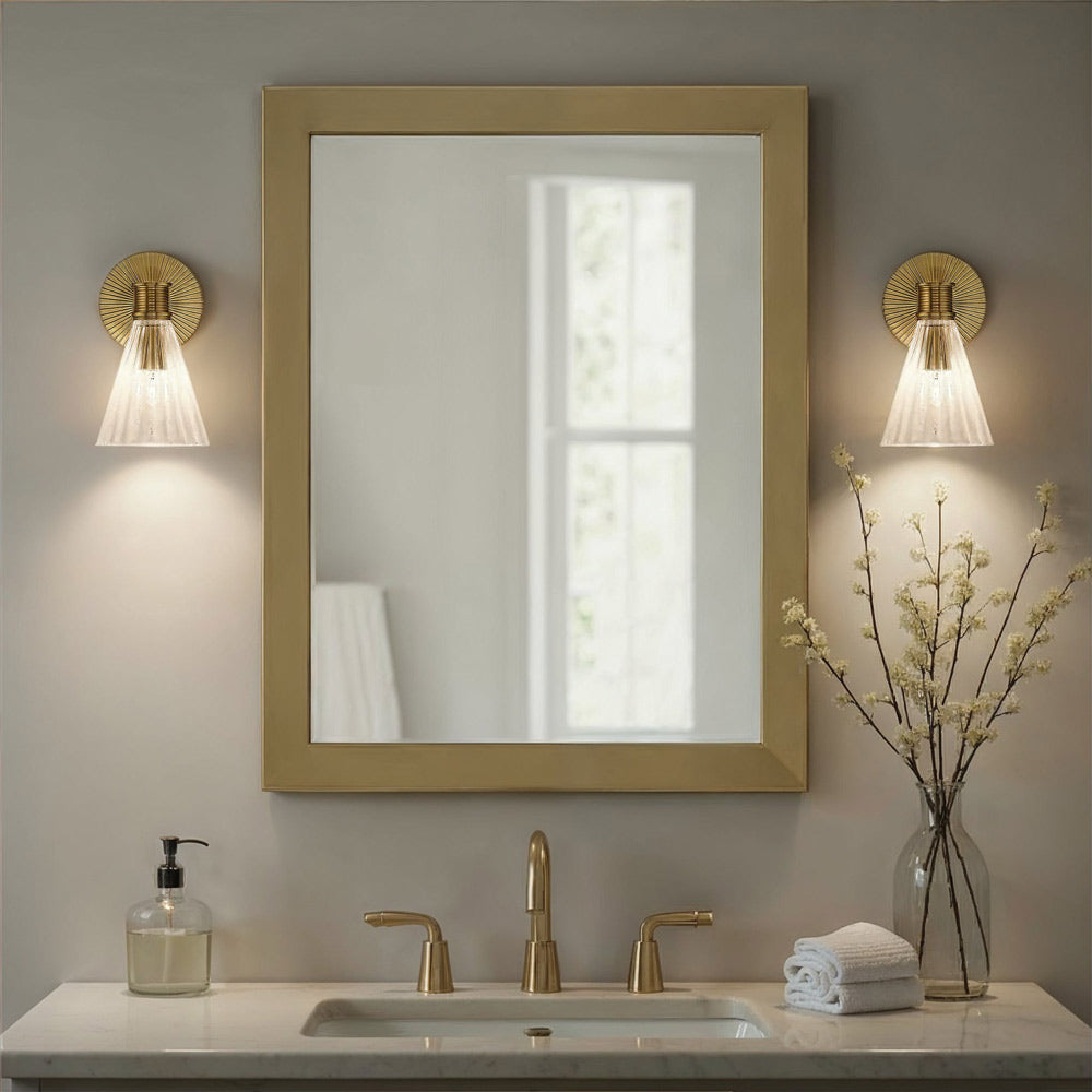Lotus Cone Wall Light in bathroom.