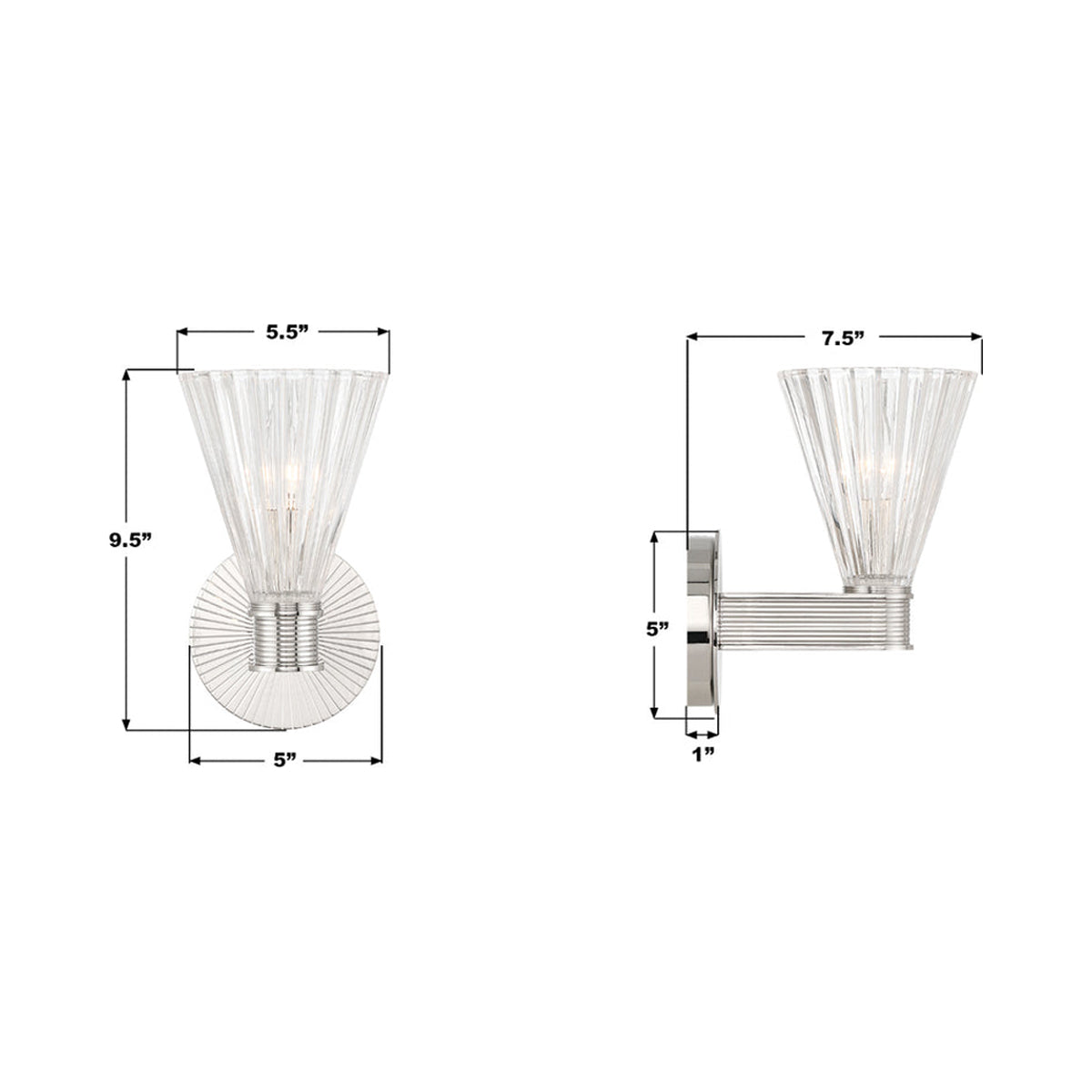 Lotus Cone Wall Light - line drawing.