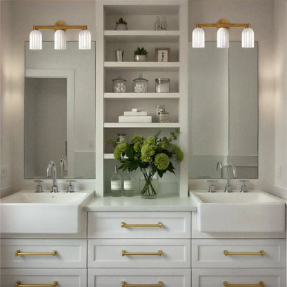 Lotus Cylinder Bath Vanity Light in bathroom.
