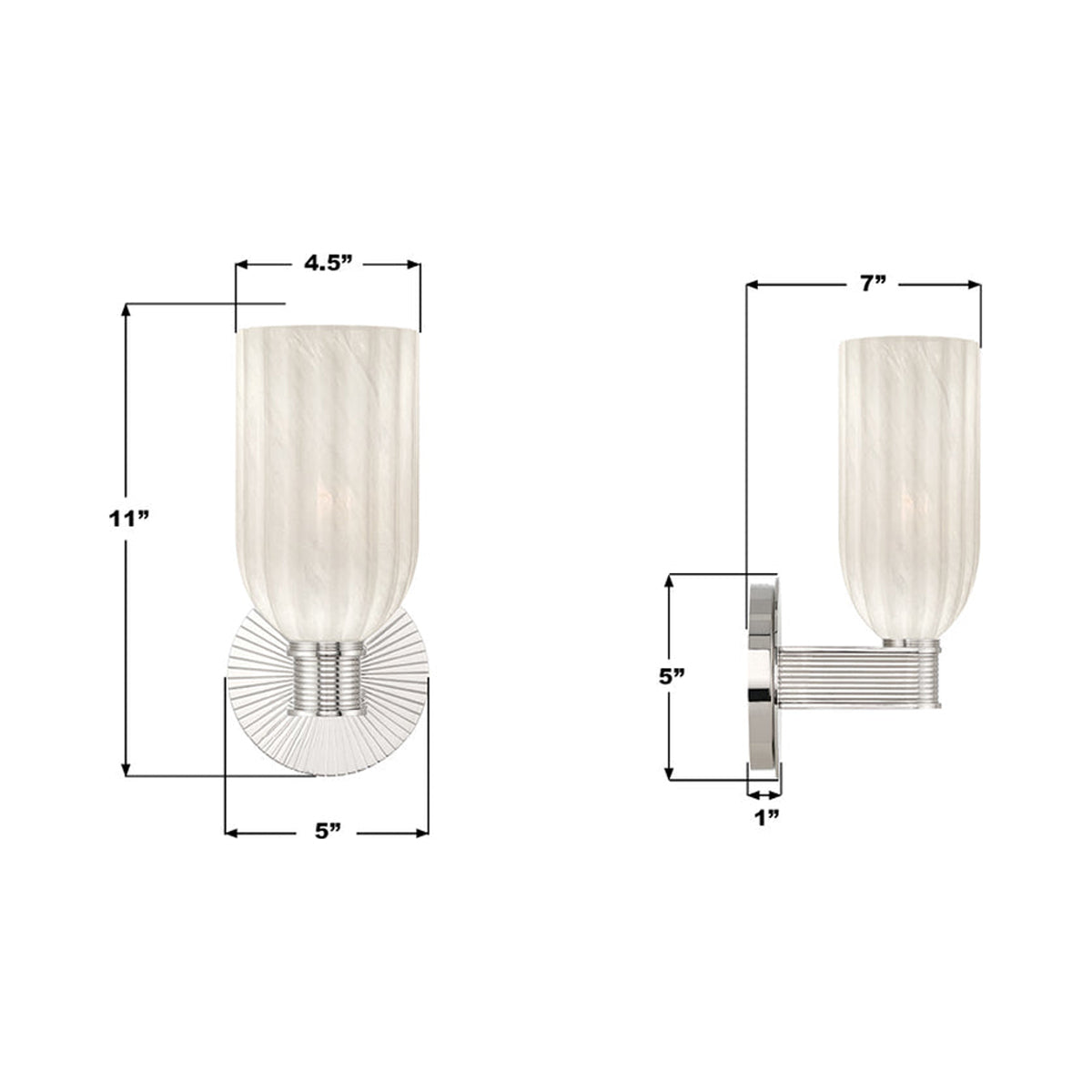 Lotus Cylinder Wall Light - line drawing.