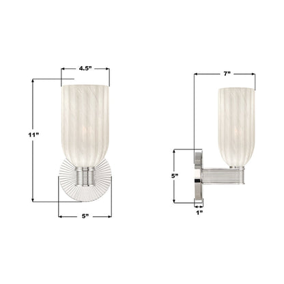 Lotus Cylinder Wall Light - line drawing.