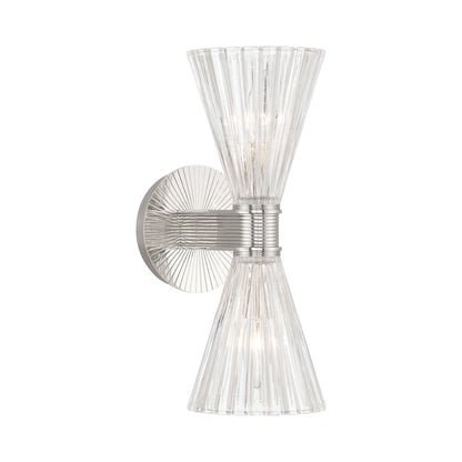 Lotus Double Cone Wall Light in Polished Nickel.