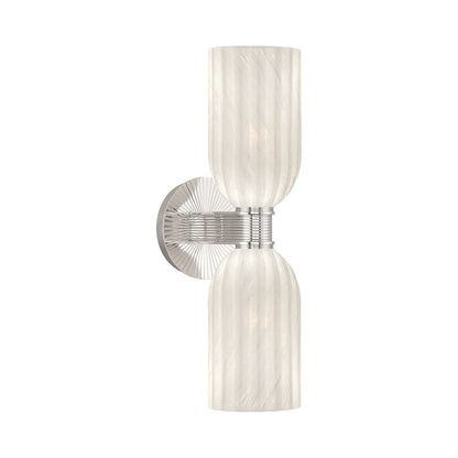 Lotus Double Cylinder Wall Light in Polished Nickel.