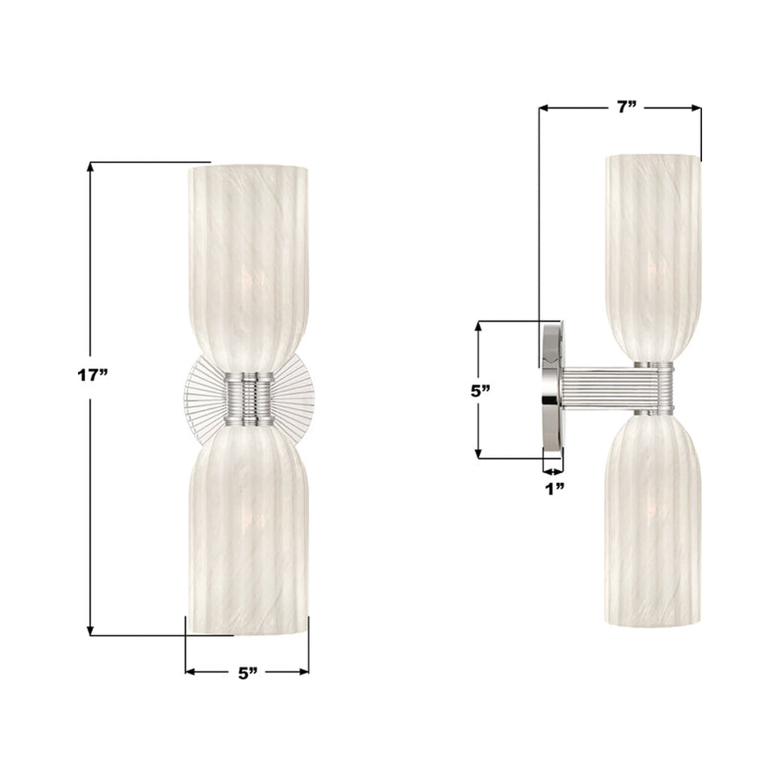 Lotus Double Cylinder Wall Light - line drawing.