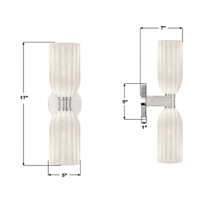 Lotus Double Cylinder Wall Light - line drawing.