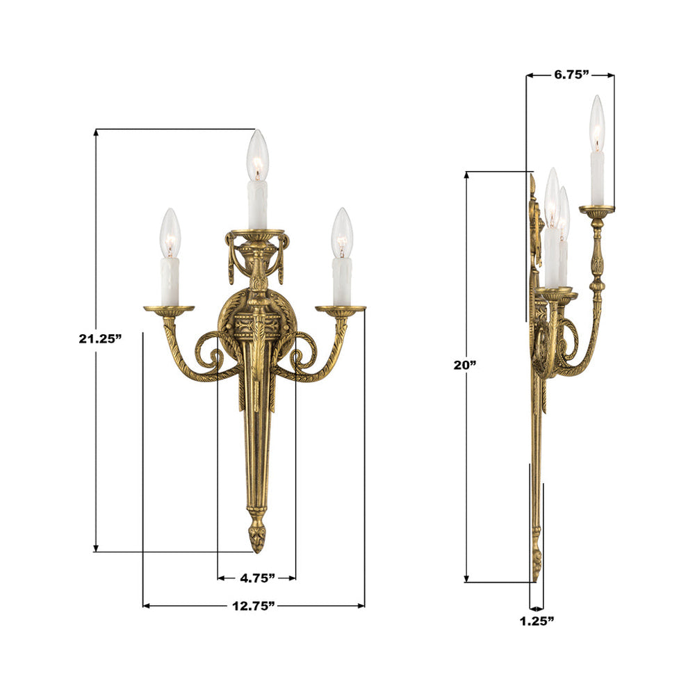 Loxley Wall Light - line drawing.
