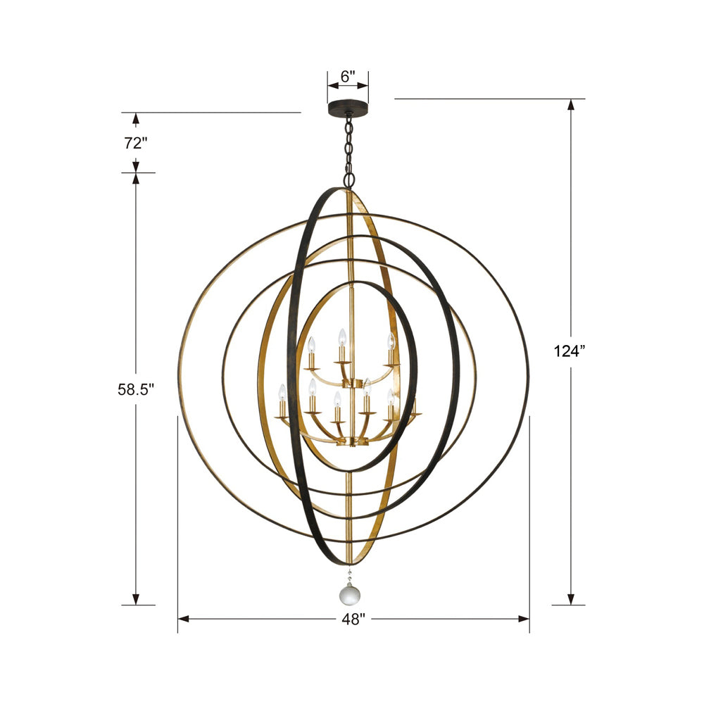 Luna Chandelier - line drawing.