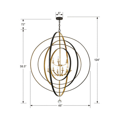 Luna Chandelier - line drawing.