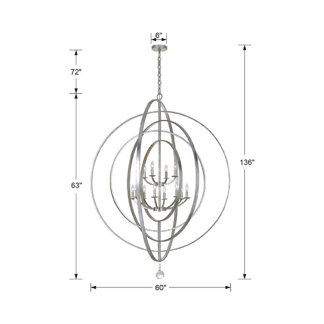 Luna Chandelier - line drawing.