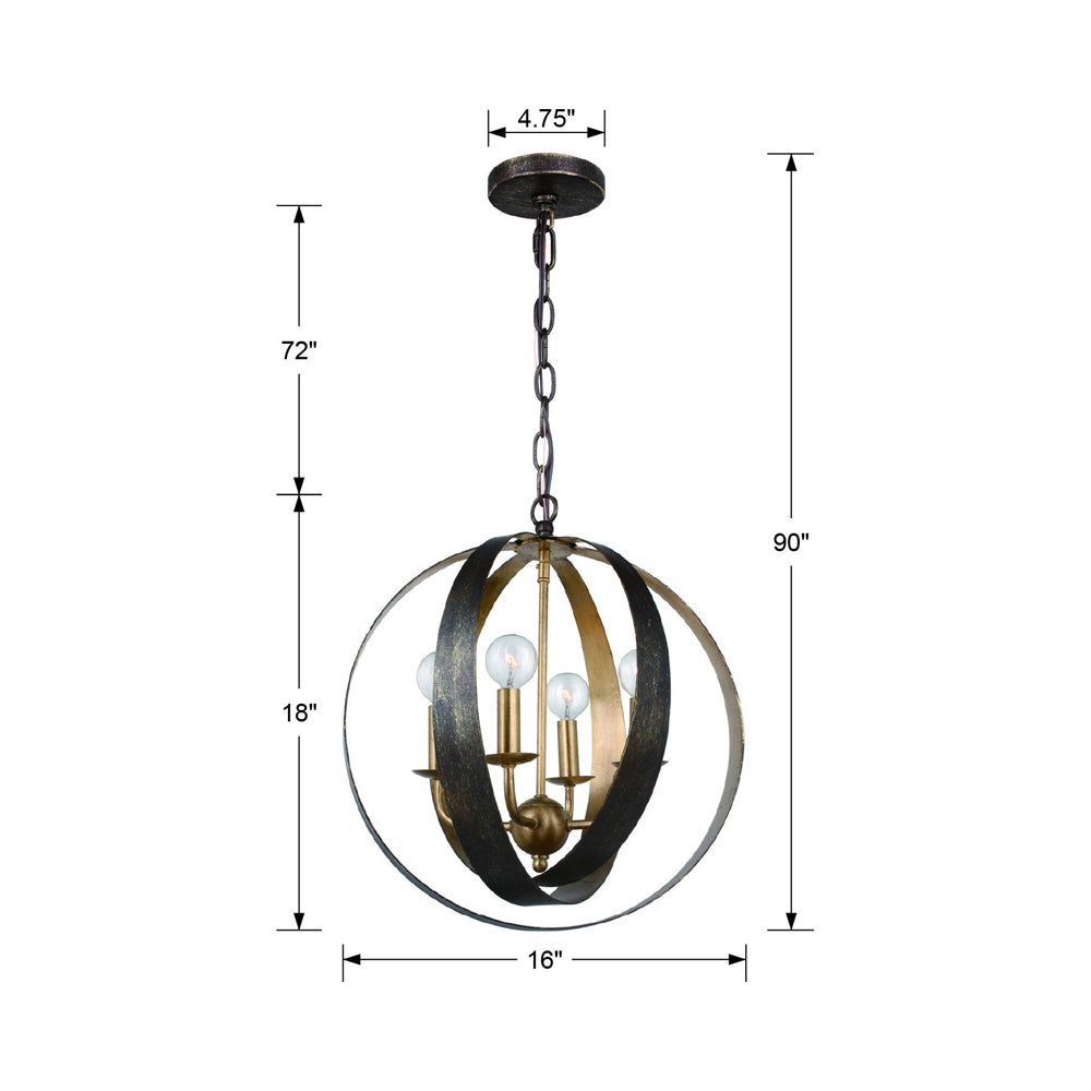 Luna Sphere Chandelier - line drawing.