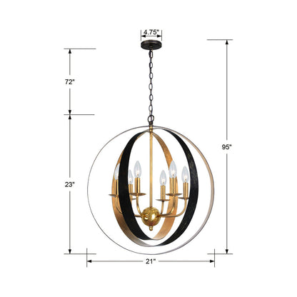 Luna Sphere Chandelier - line drawing.