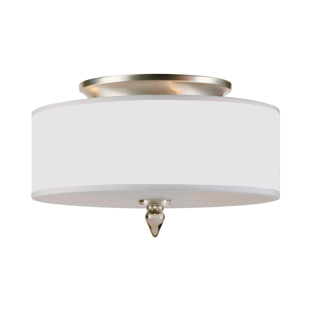 Luxo Flush Mount Ceiling Light in Satin Nickel.
