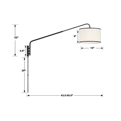 Mallory Wall Light - line drawing.