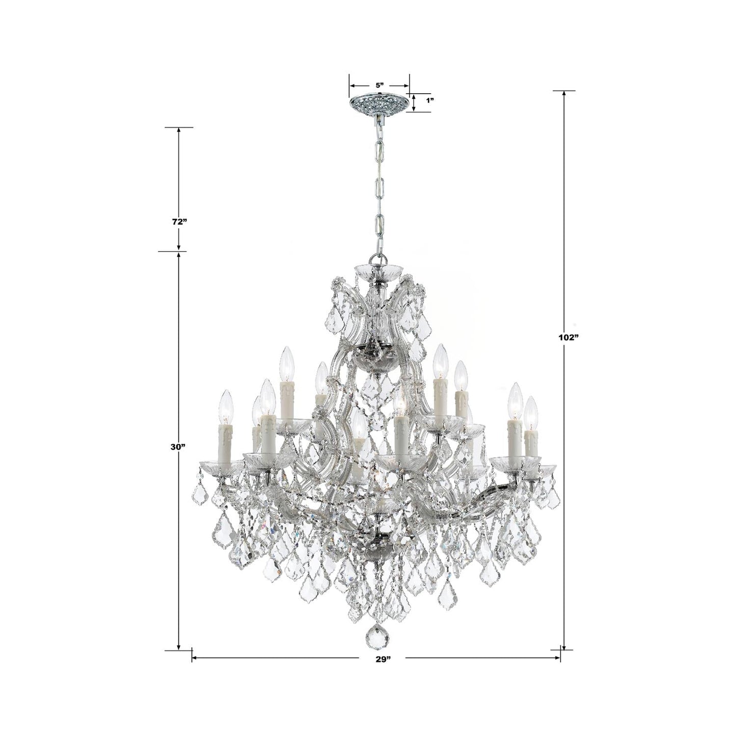 Maria Theresa Crystal Chandelier - line drawing.