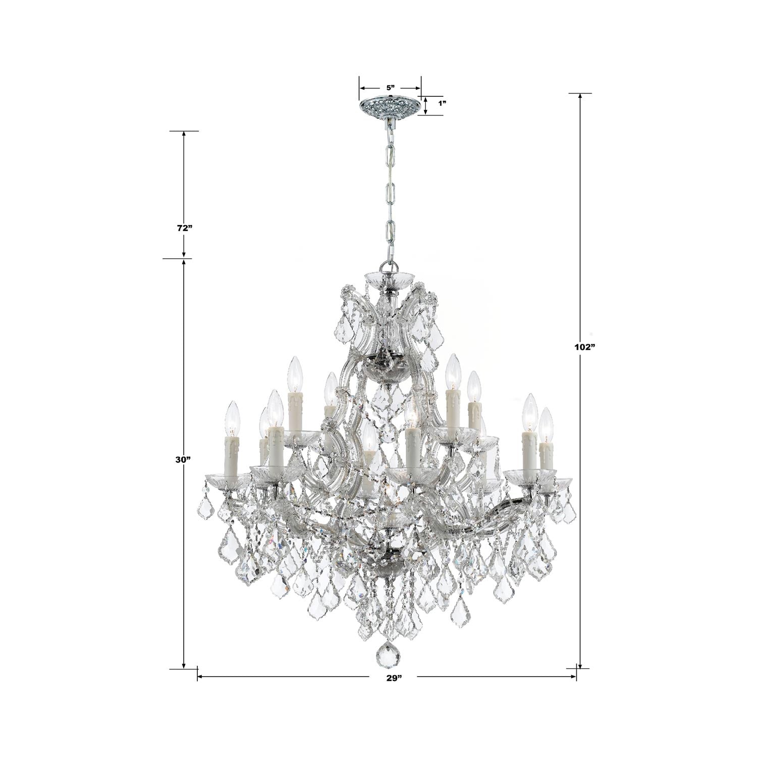 Maria Theresa Crystal Chandelier - line drawing.