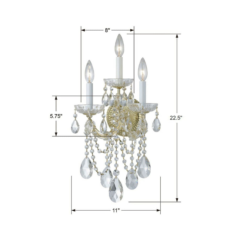 Maria Theresa Crystal Wall Light - line drawing.