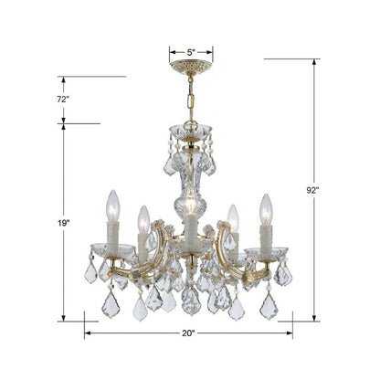 Maria Theresa Mini Multi Light Chandelier - line drawing.