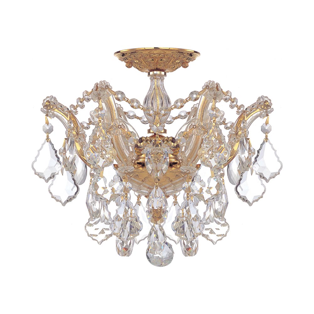 Maria Theresa Semi Flush Mount Ceiling Light in Gold (3-Light).