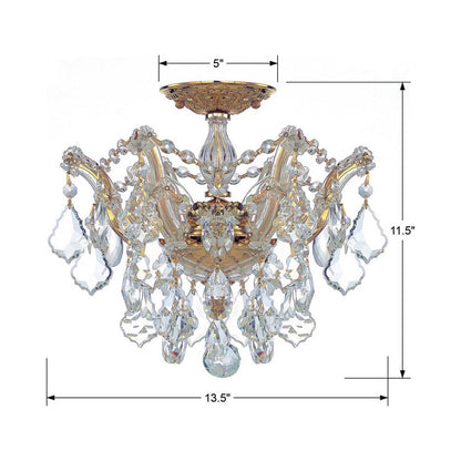 Maria Theresa Semi Flush Mount Ceiling Light - line drawing.