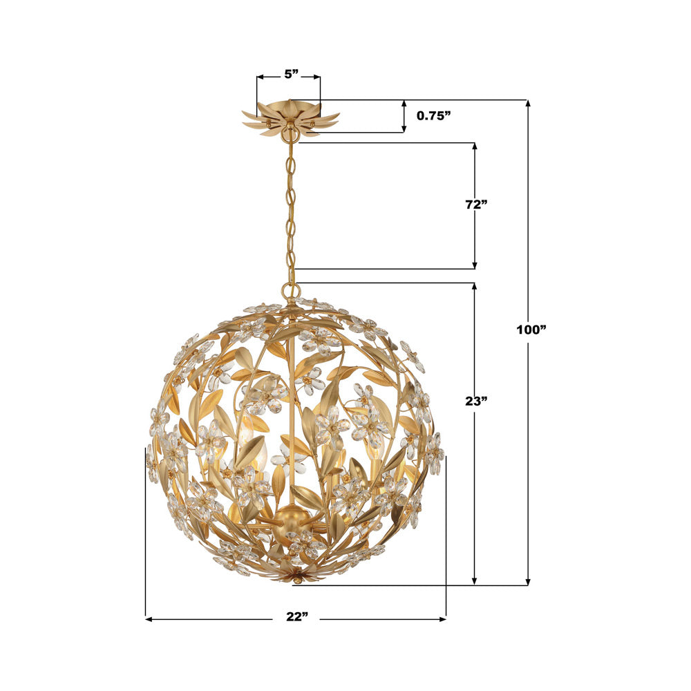 Marselle Pendant Light - line drawing.