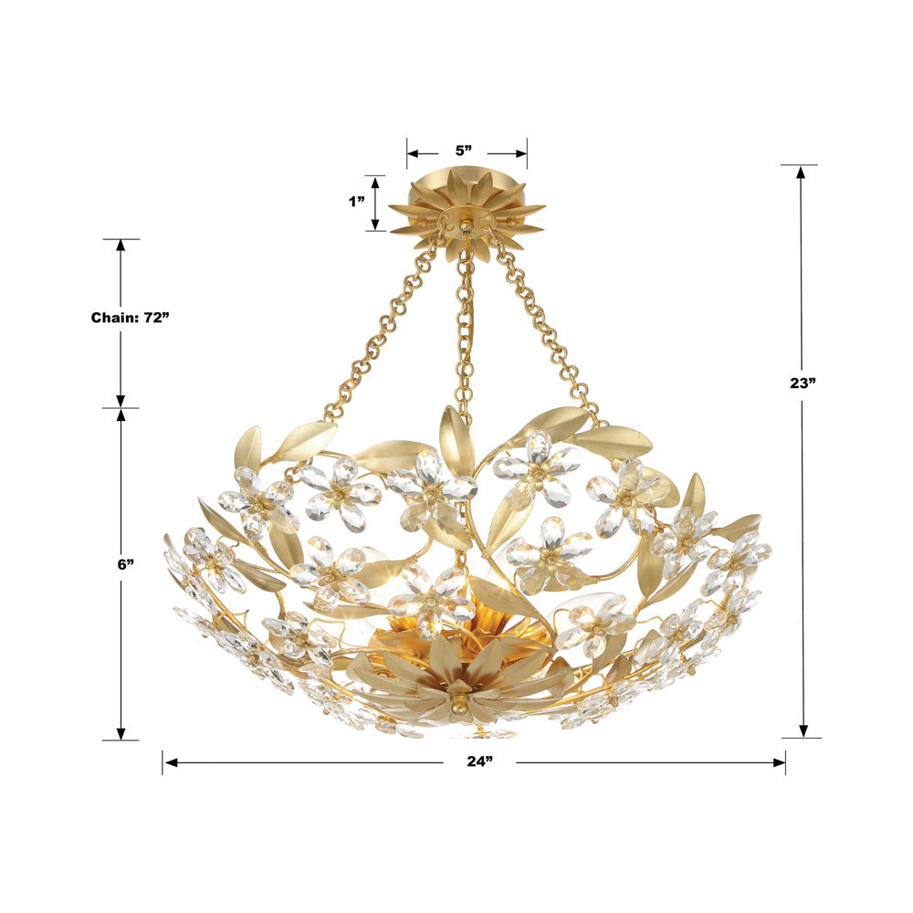 Marselle Semi Flush Mount Ceiling Light - line drawing.