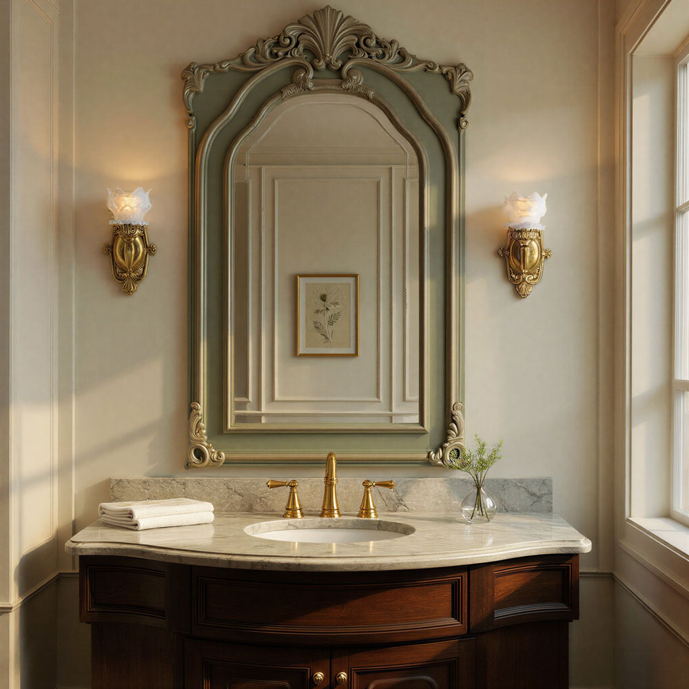 Mayfield Single Wall Light in bathroom.