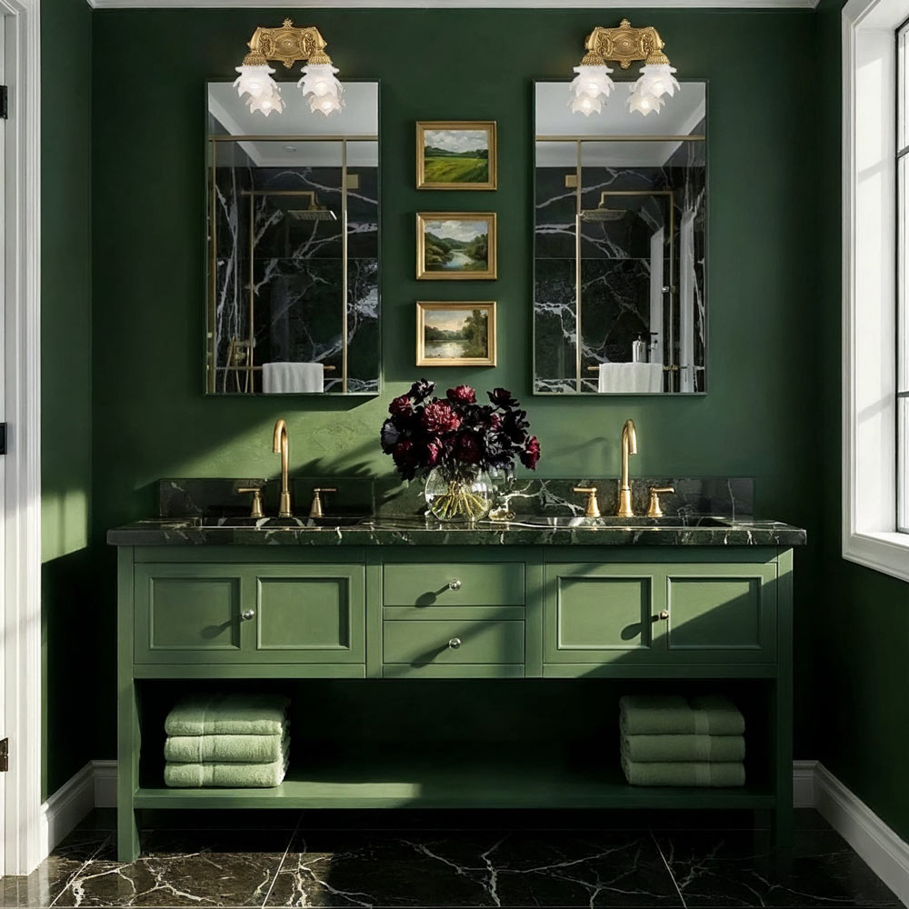 Mayfield Wall Light in bathroom.