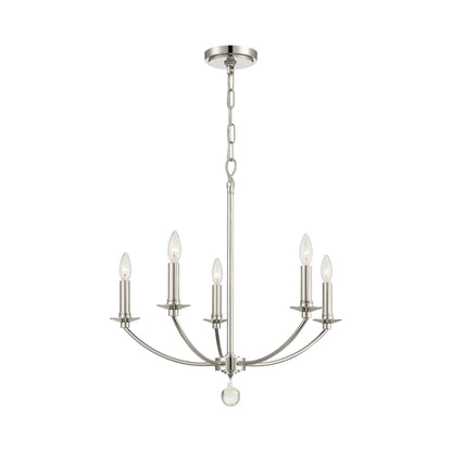 Mila Chandelier in Polished Nickel (5-Light).