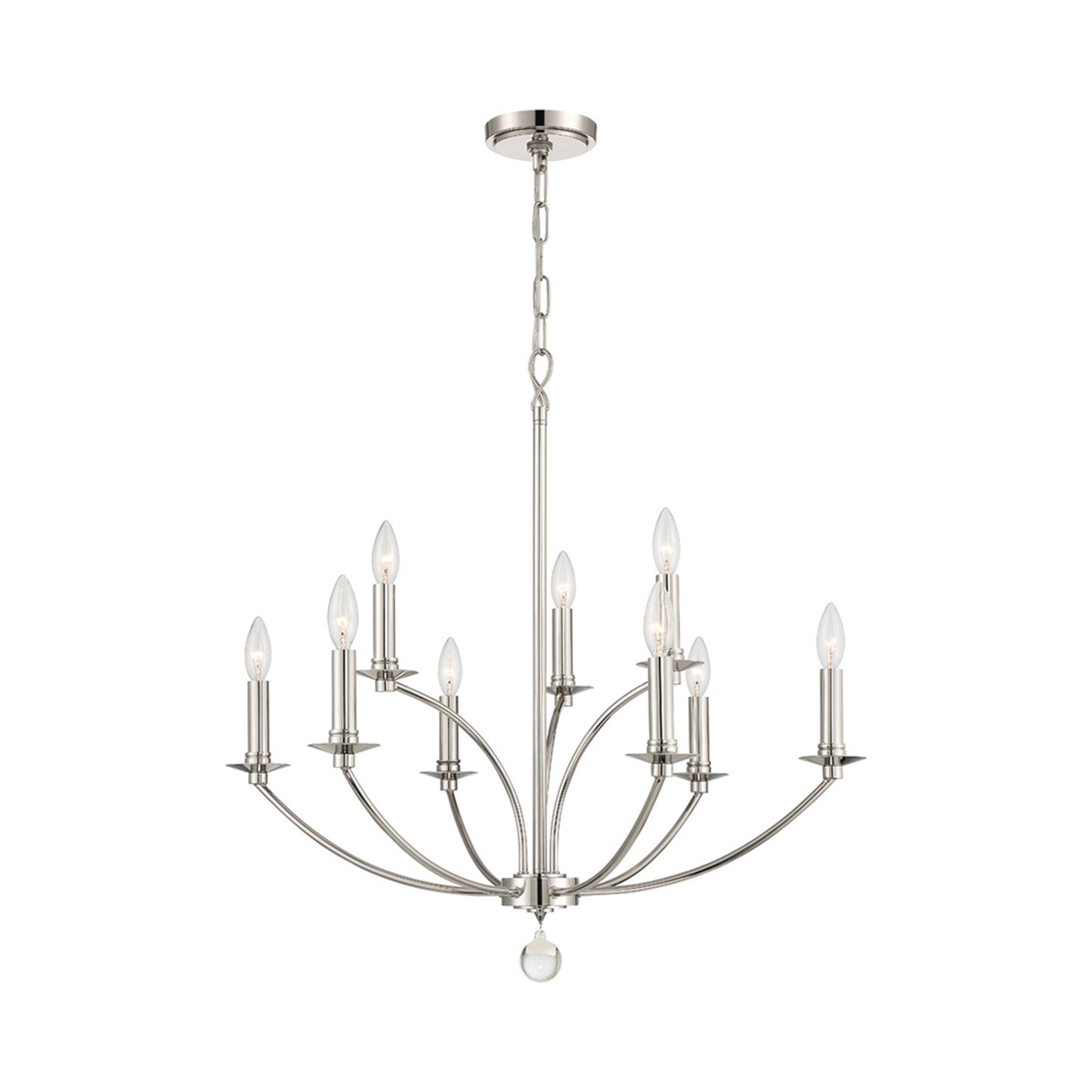 Mila Chandelier in Polished Nickel (9-Light).