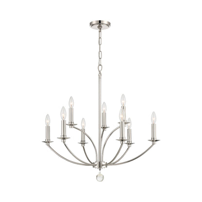 Mila Chandelier in Polished Nickel (9-Light).