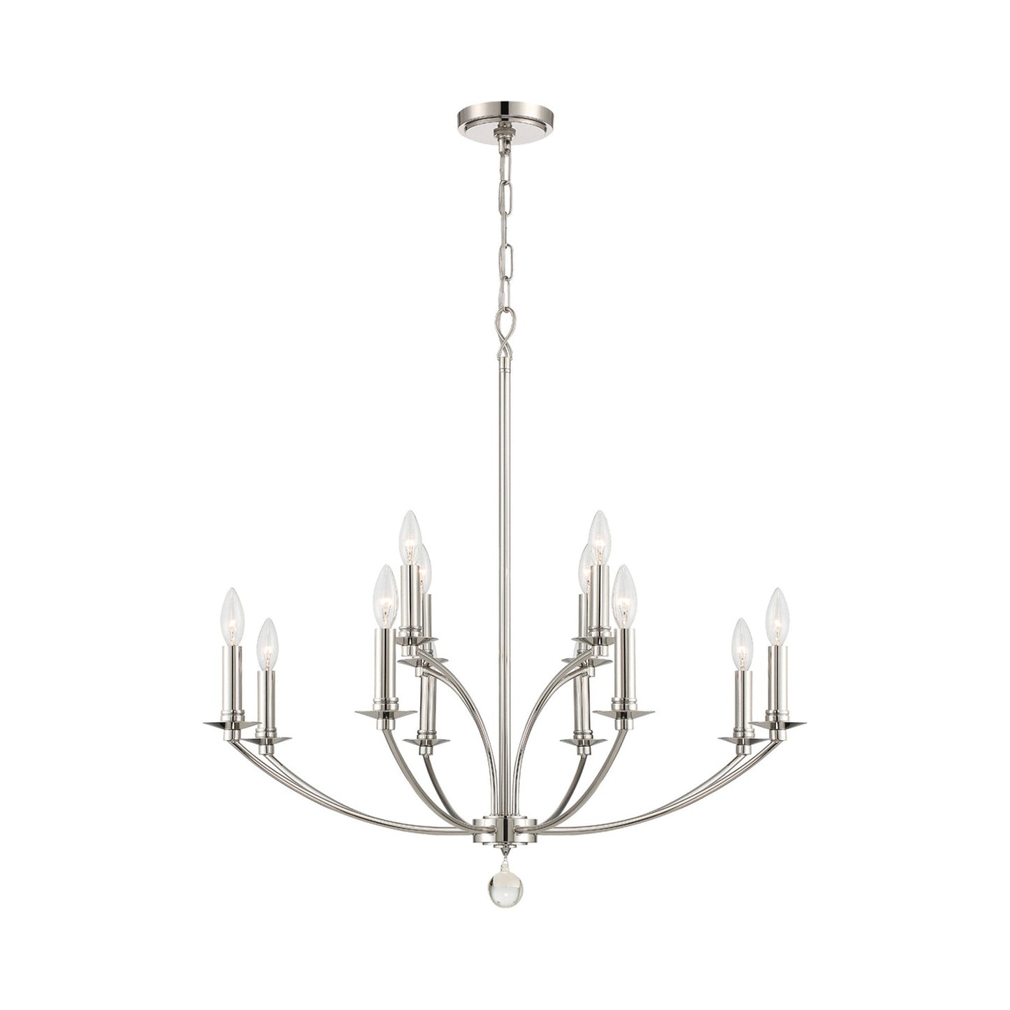 Mila Chandelier in Polished Nickel (12-Light).