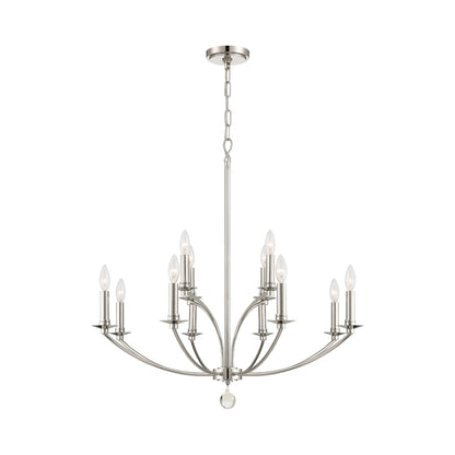 Mila Chandelier in Polished Nickel (12-Light).