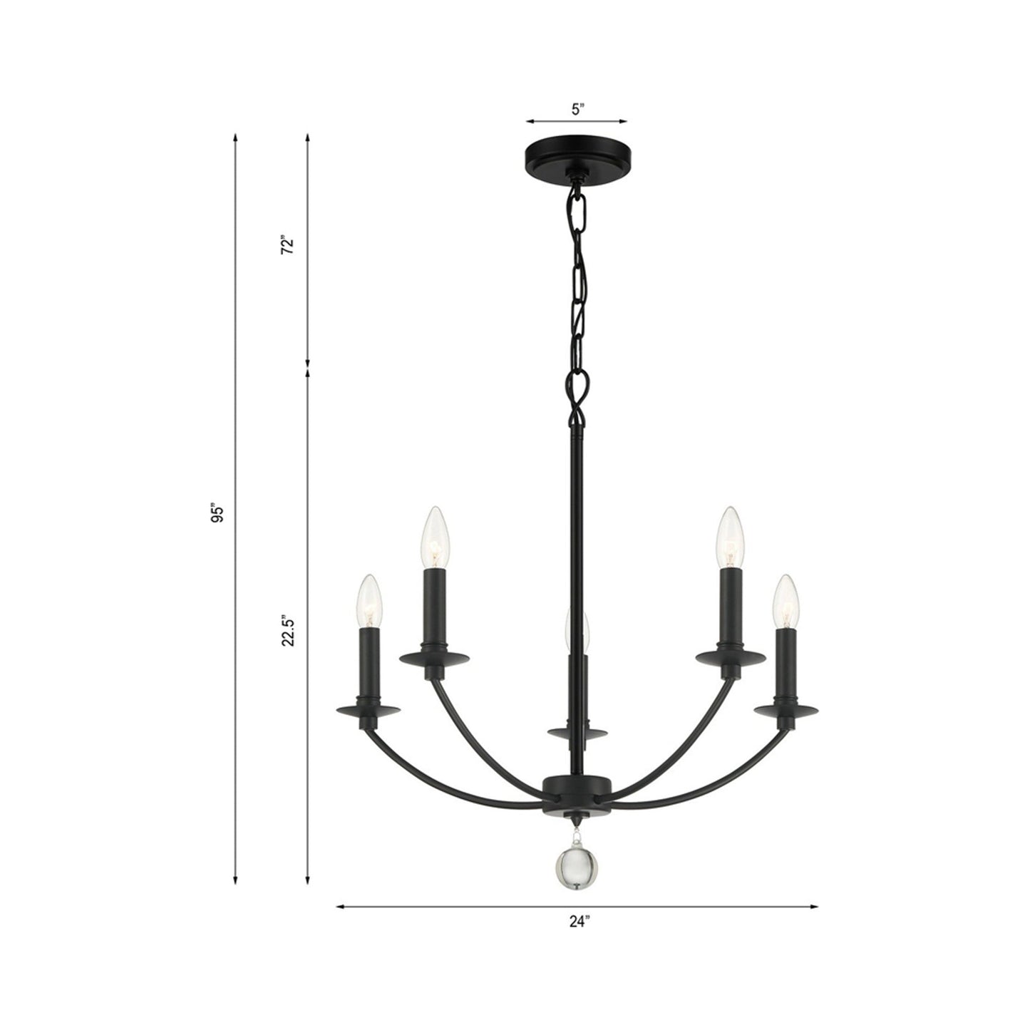 Mila Chandelier - line drawing.