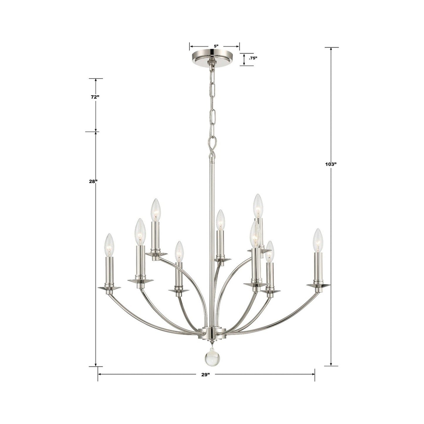 Mila Chandelier - line drawing.