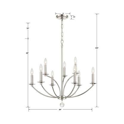 Mila Chandelier - line drawing.