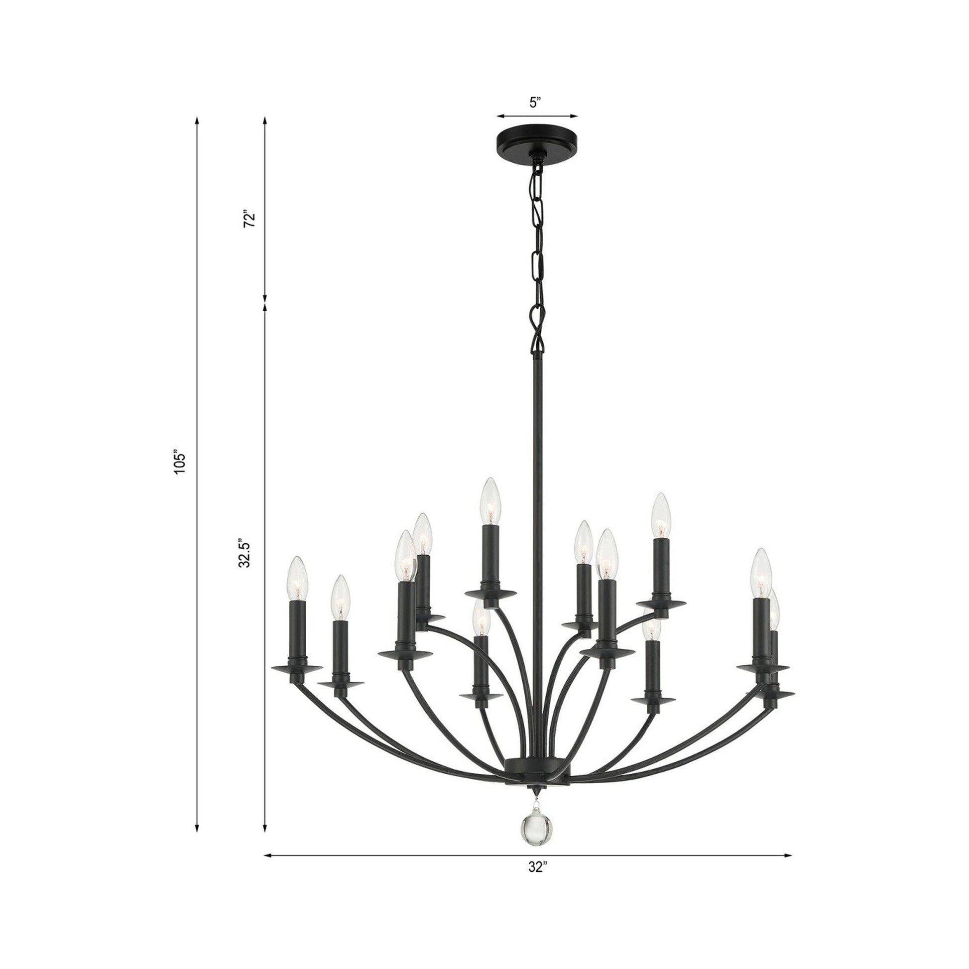 Mila Chandelier - line drawing.