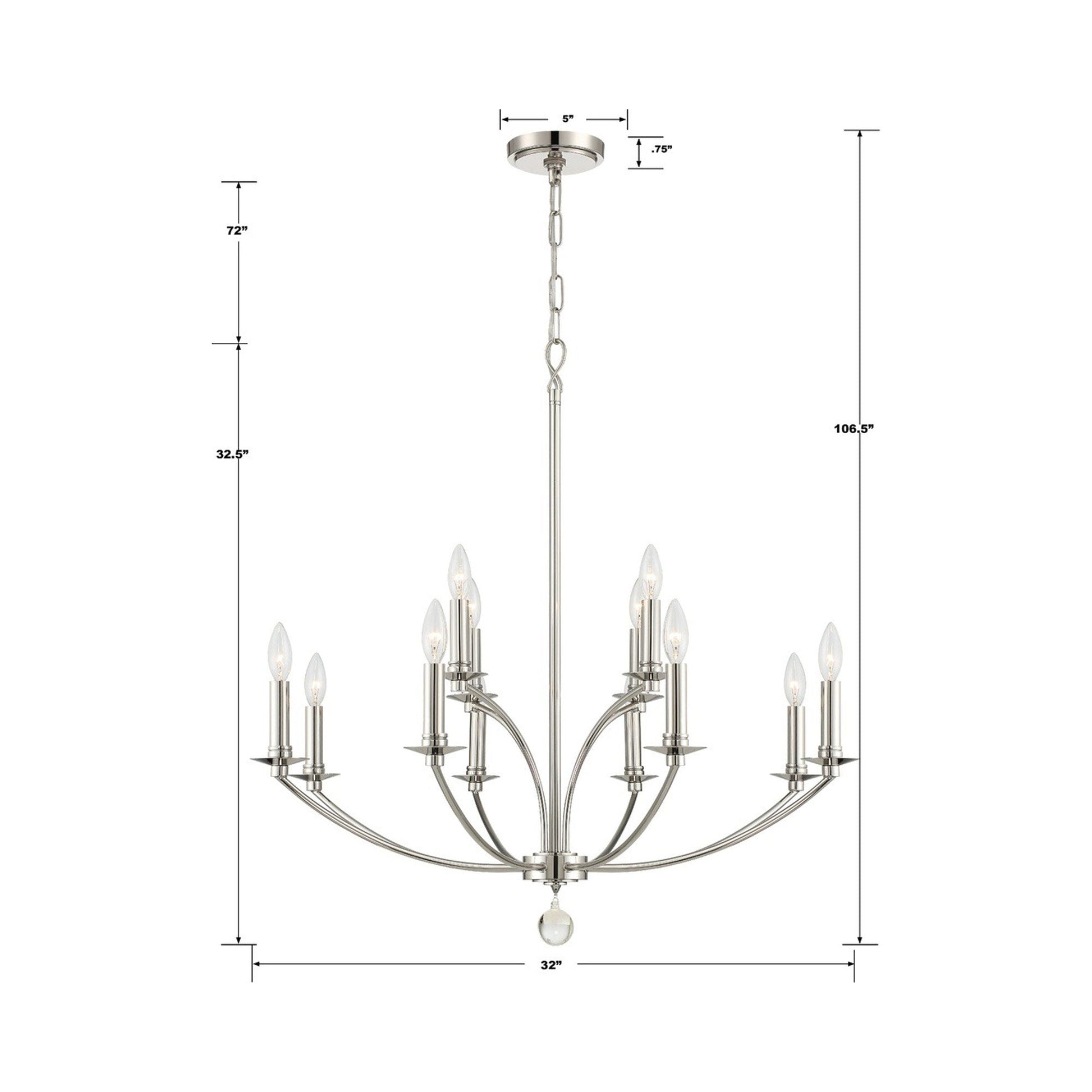 Mila Chandelier - line drawing.