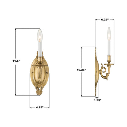 Milford Single Wall Light - line drawing.