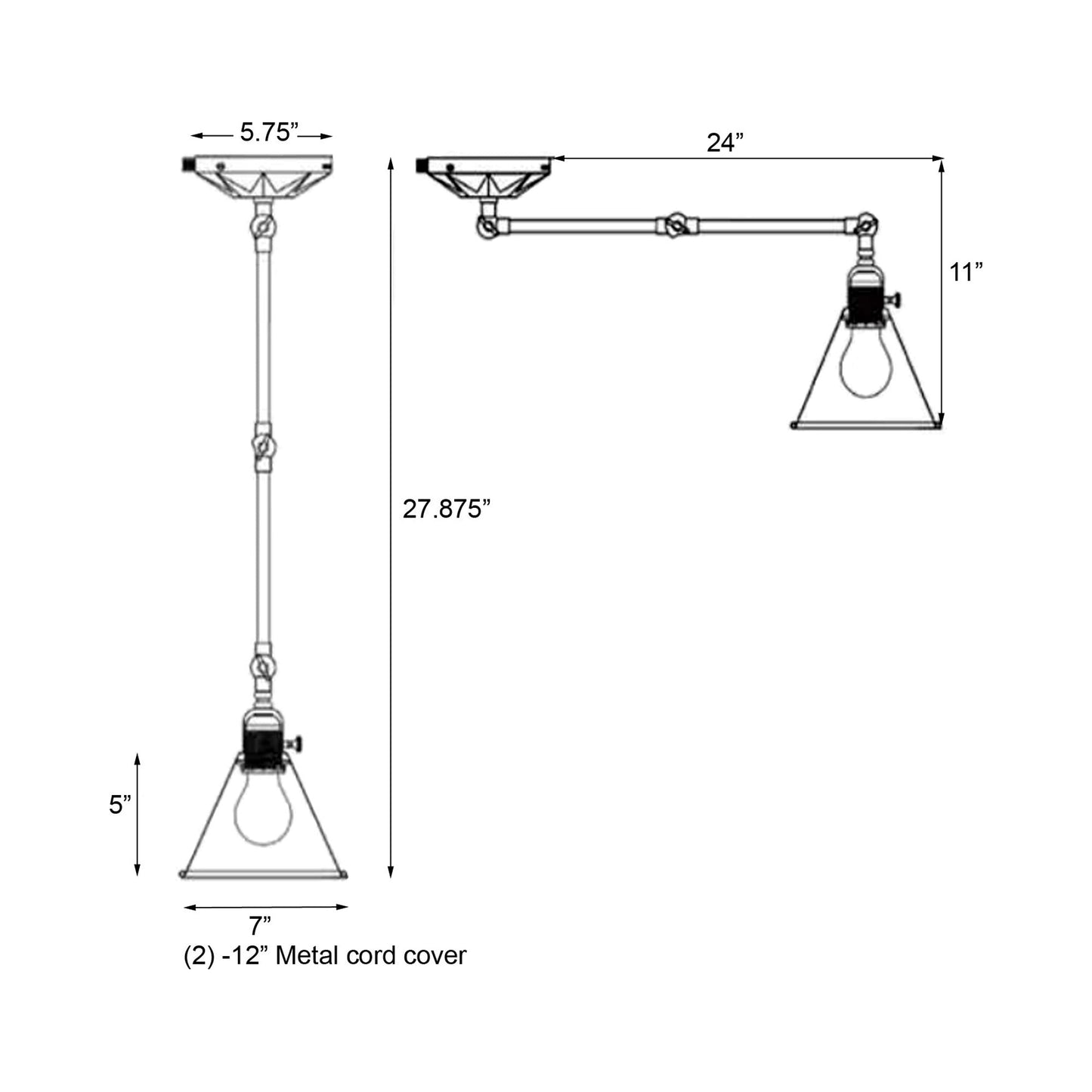Morgan Wall Light - line drawing.