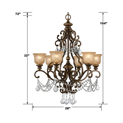 Norwalk Crystal Chandelier - line drawing.