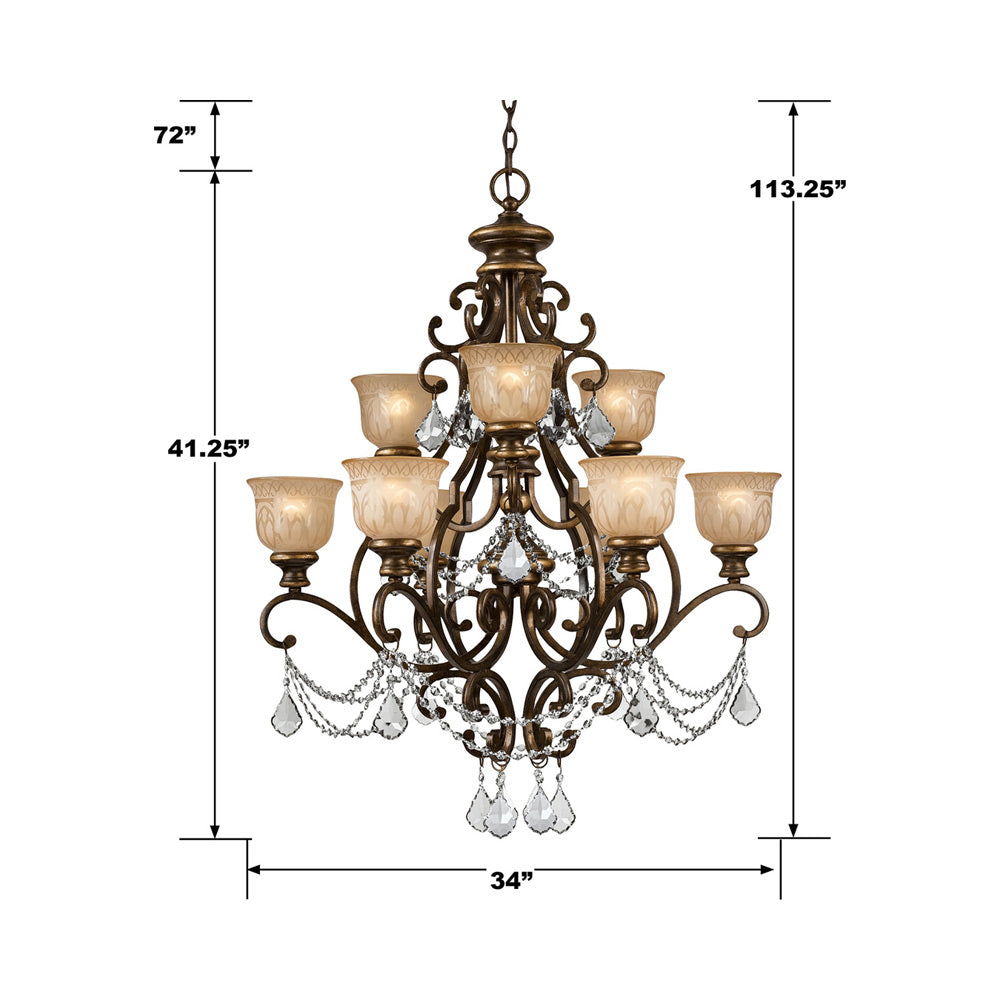 Norwalk Crystal Chandelier - line drawing.