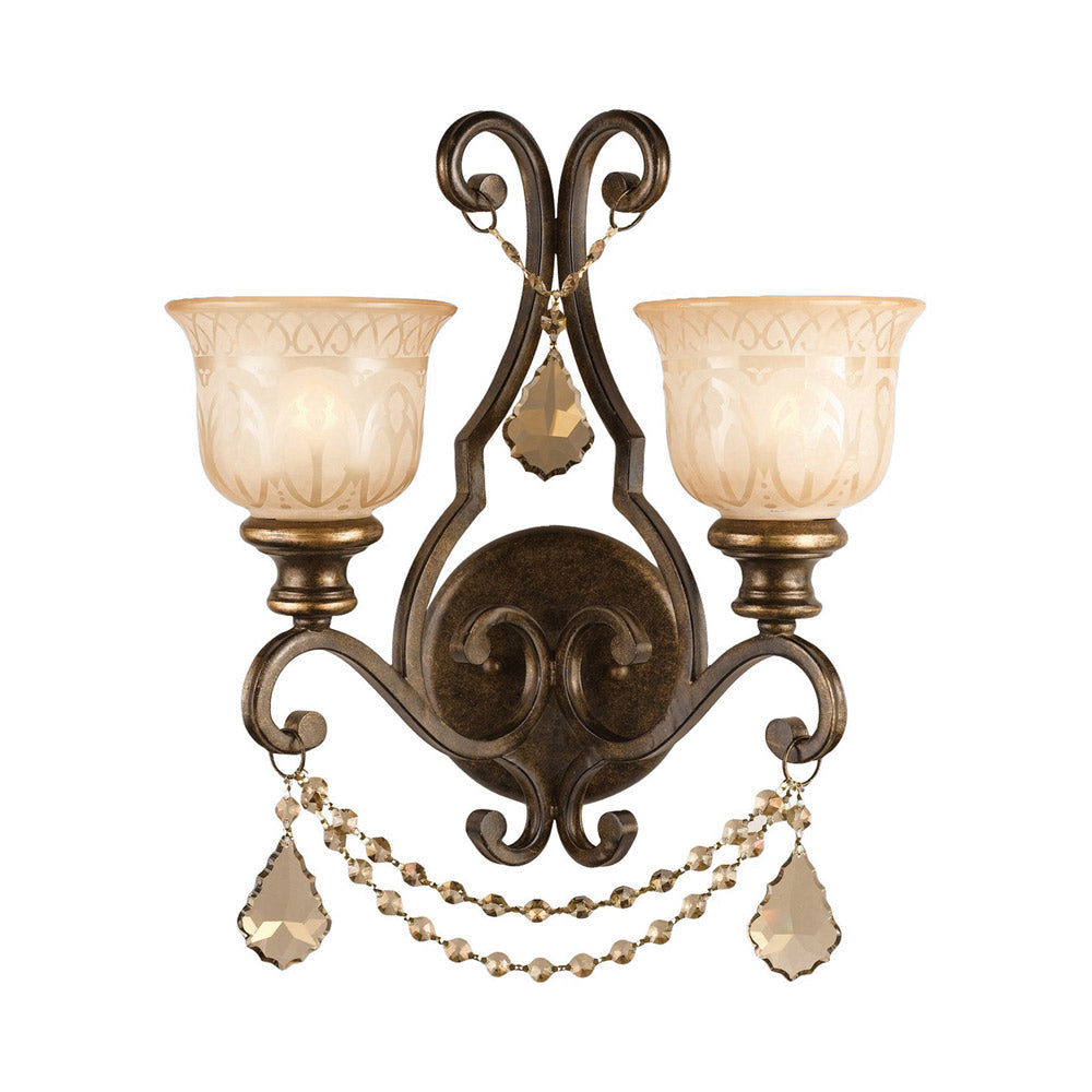 Norwalk Crystal Wall Light in Golden Teak Hand Cut (2-Light).