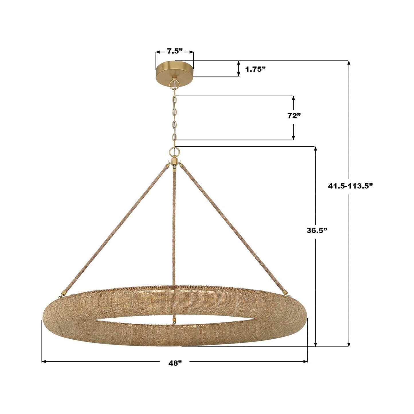 Oakley LED Chandelier - line drawing.